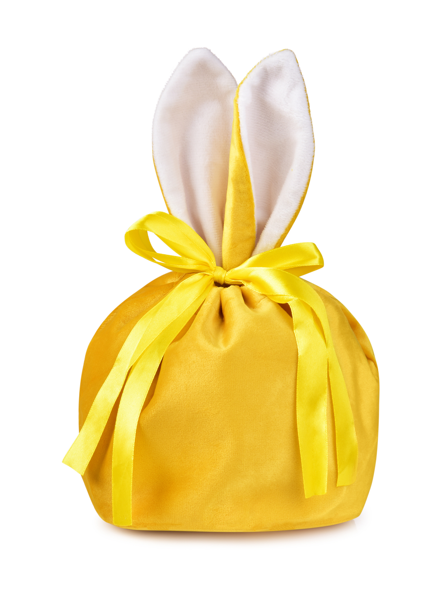 Velikonoční textilní sáček na koledu s roztomilými oušky žlutý