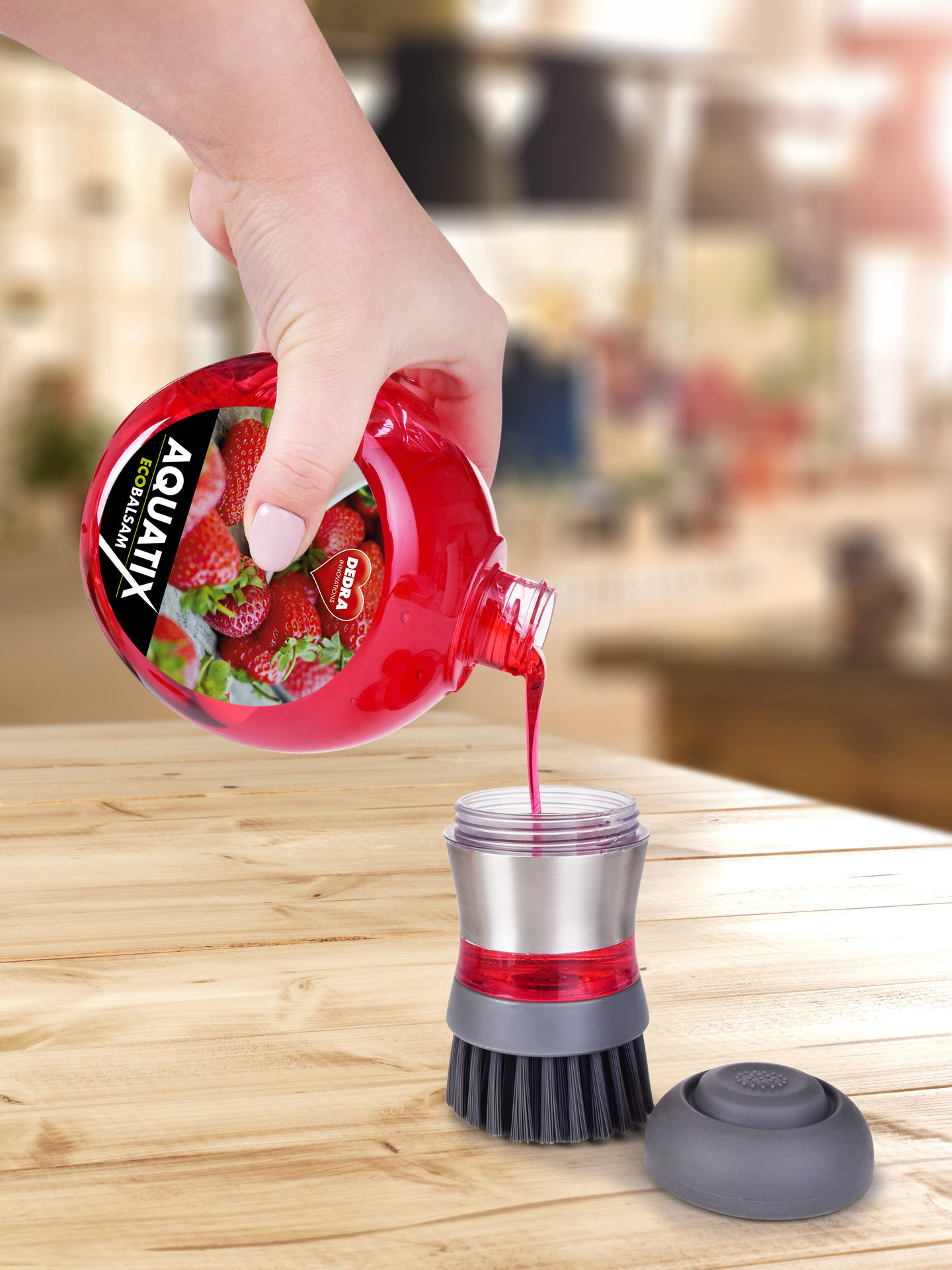 PENOKARTÁČ masívna nerez kefa s dávkovačom umývacieho prostriedku