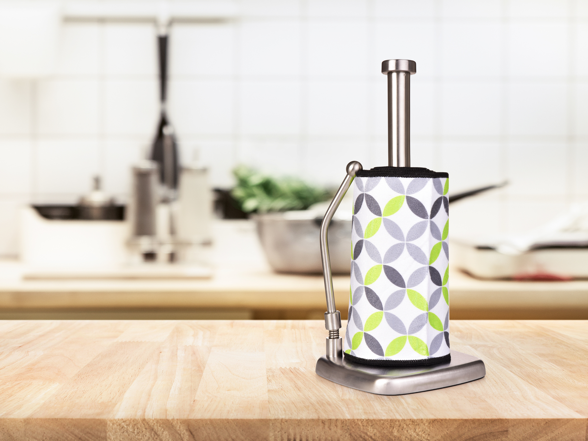 UTERKODRŽIAK masívny nerezový stojan na kuchynské utierky s prítlačným ramenom