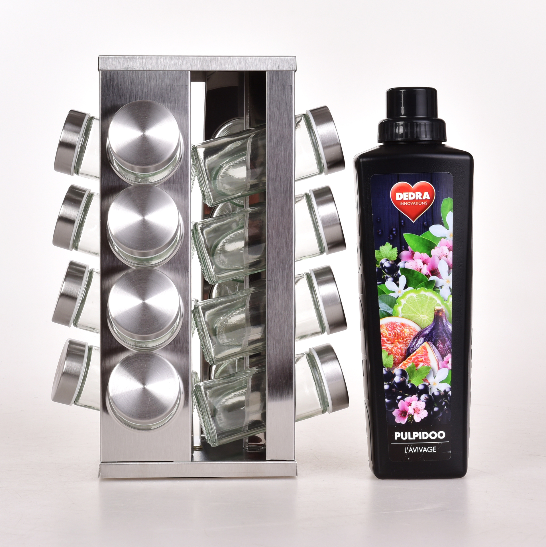 CAROUSEL nerezový koreničkový kolotoč na 16 koreničiek