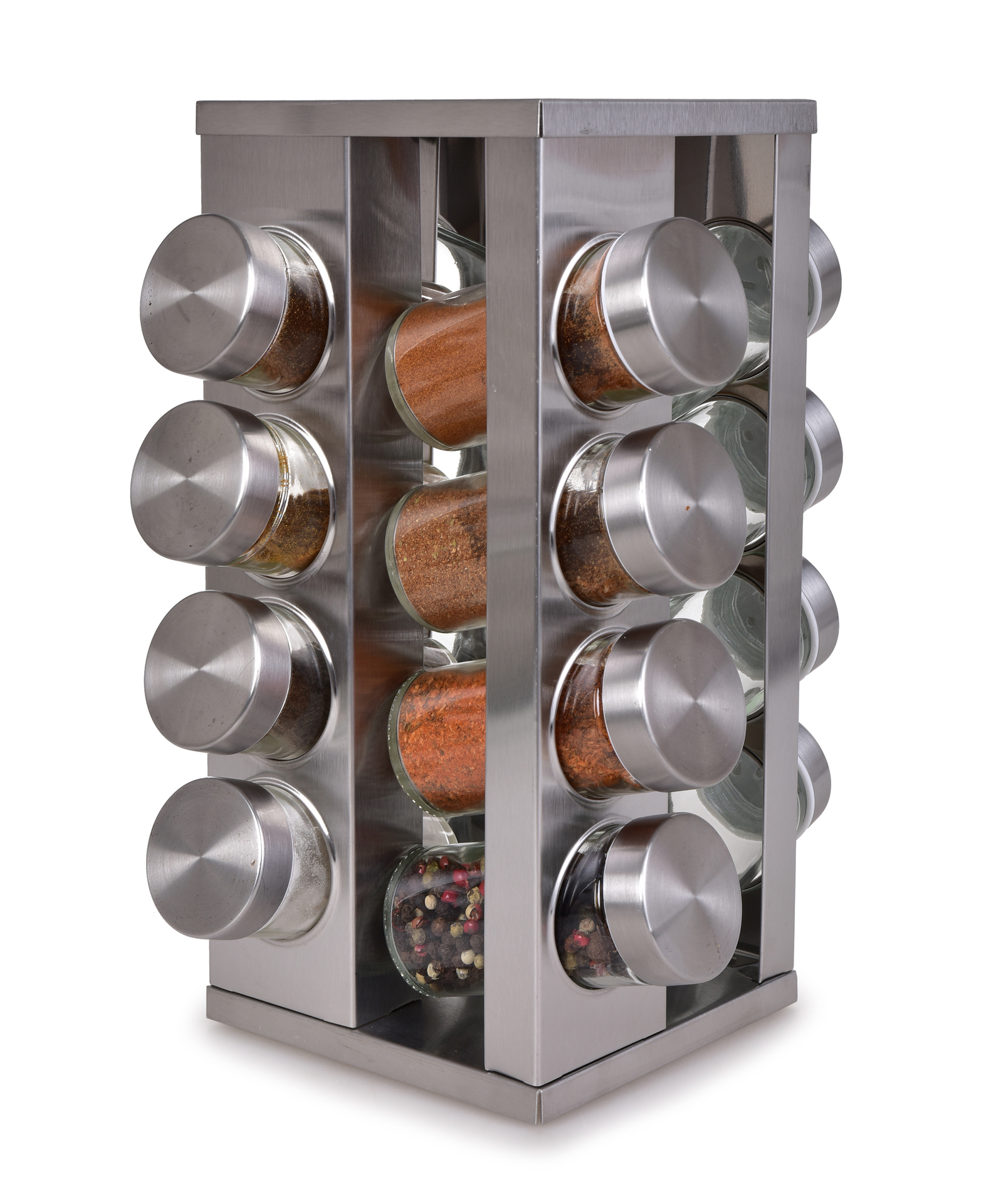 CAROUSEL nerezový koreničkový kolotoč na 16 koreničiek