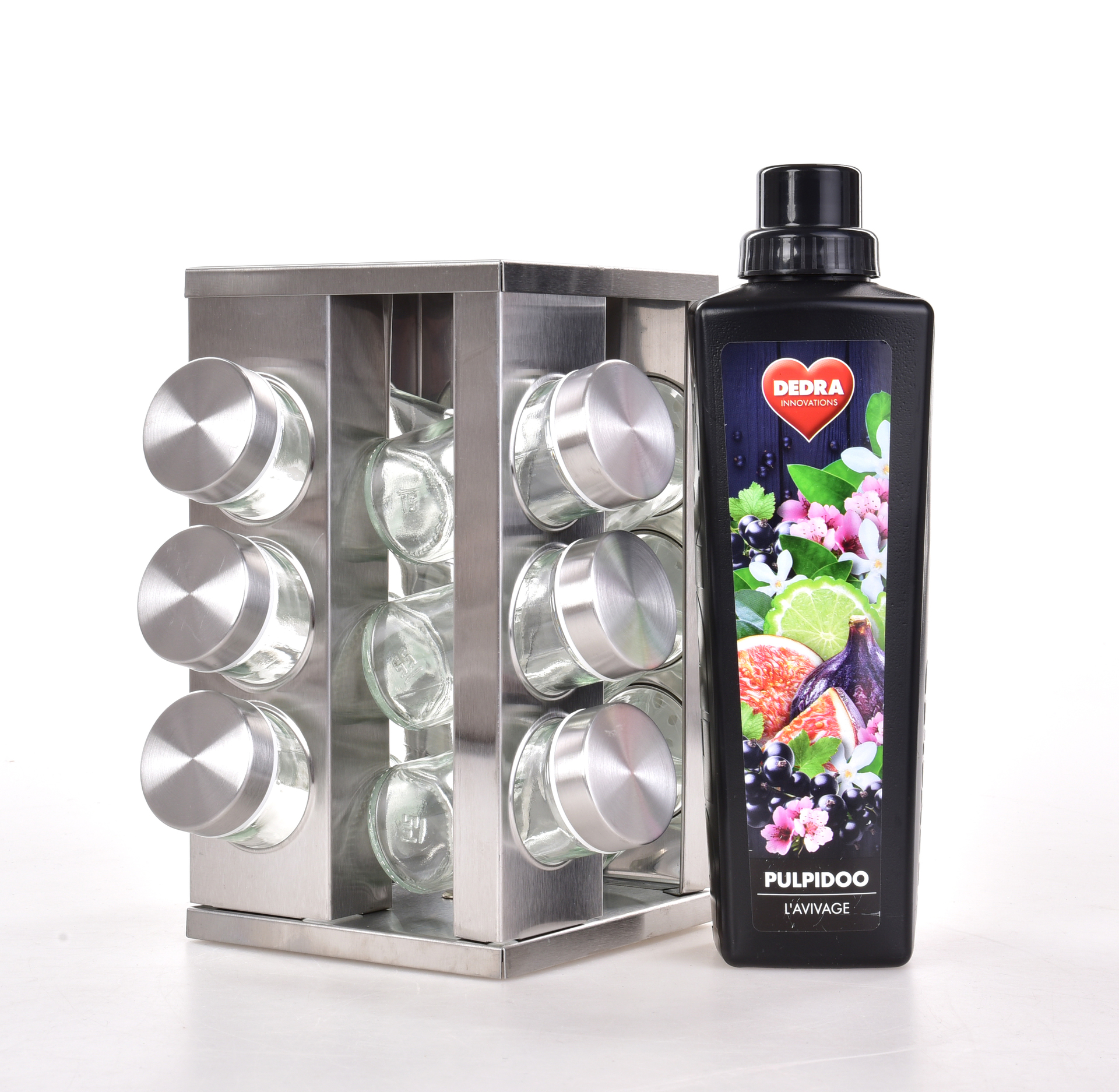 CAROUSEL nerezový koreničkový kolotoč na 12 koreničiek