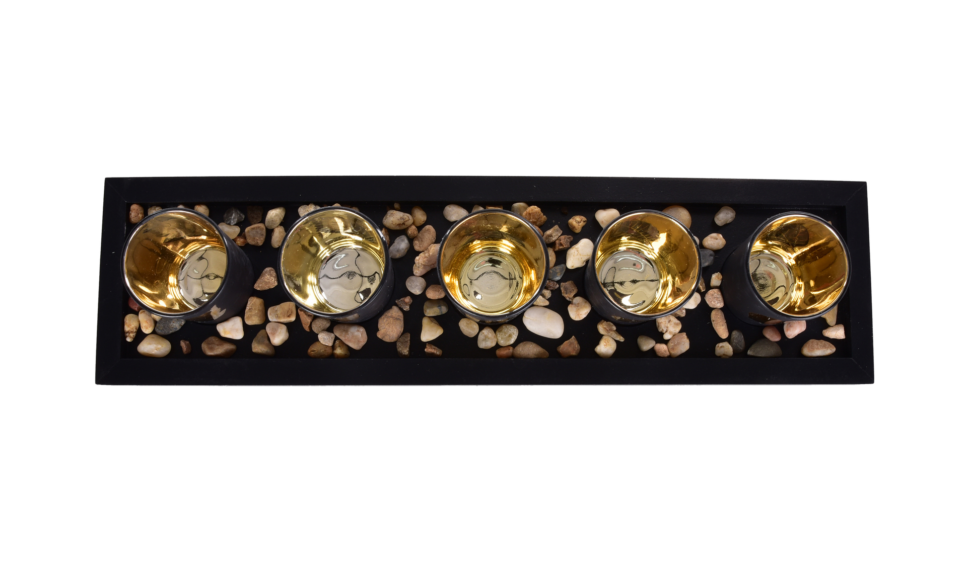 LUMILEAF sada 5 svietnikov na drevenom podstavci