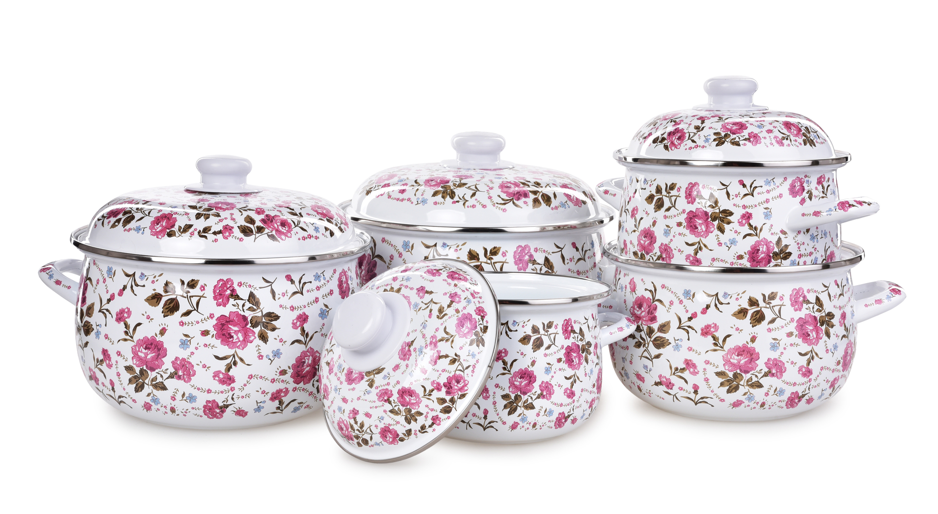 RUSTICAL 10 dielna sada smaltovaných hrubostenných hrncov s pokrievkami