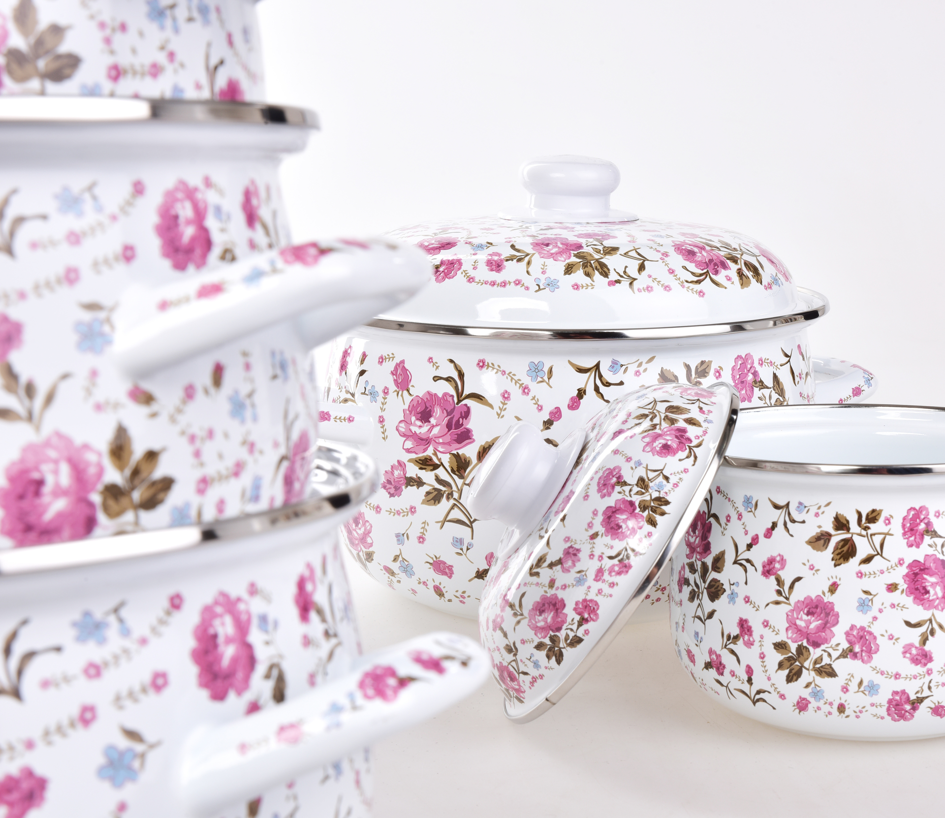 RUSTICAL 10 dielna sada smaltovaných hrubostenných hrncov s pokrievkami