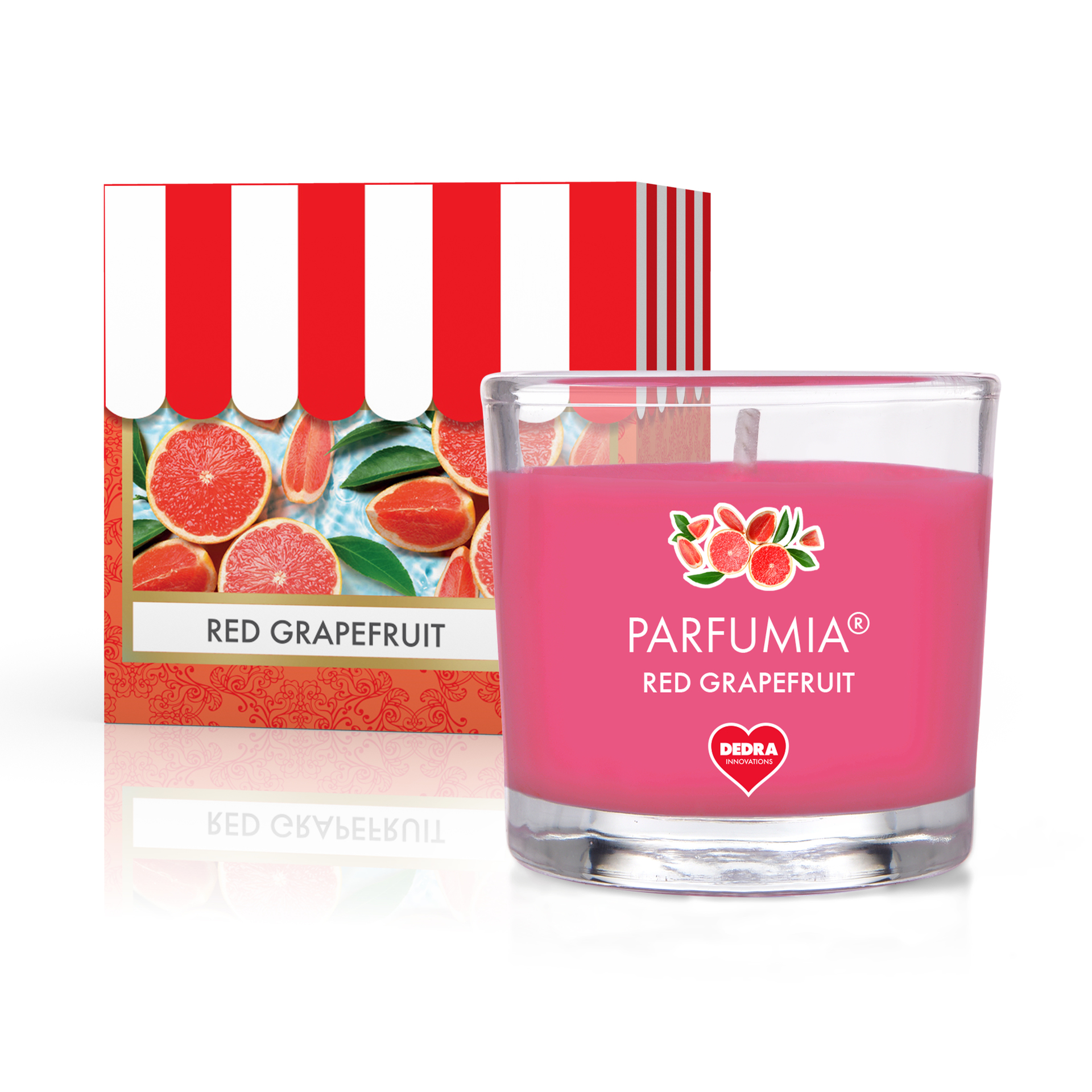 55 ml votivní sójová eko-svíce, šťavnatá vůně grepu Red grapefruit, Parfumia