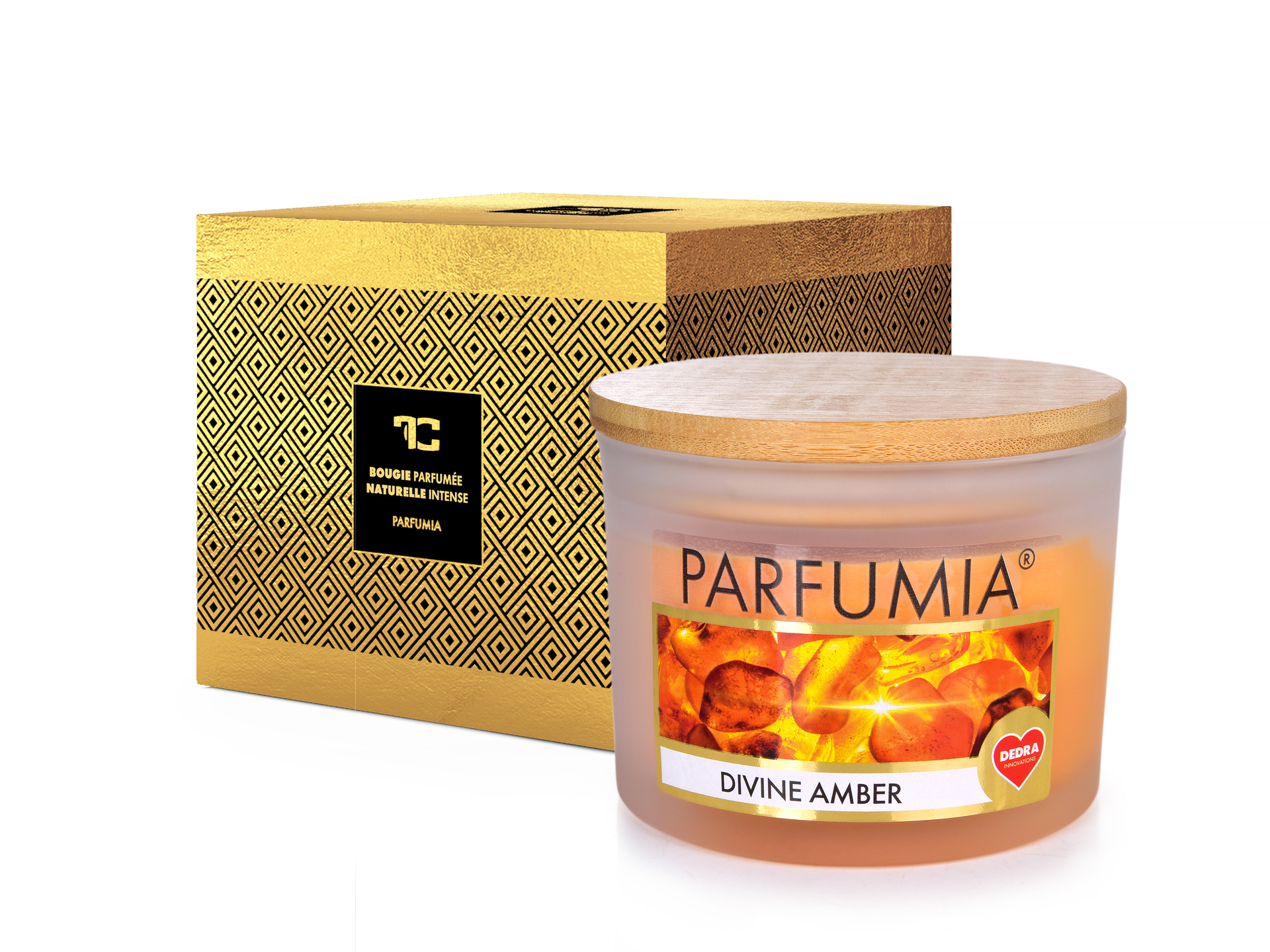 400 ml sójová vonná eko-svíce, 2 knoty, Divine amber, Parfumia