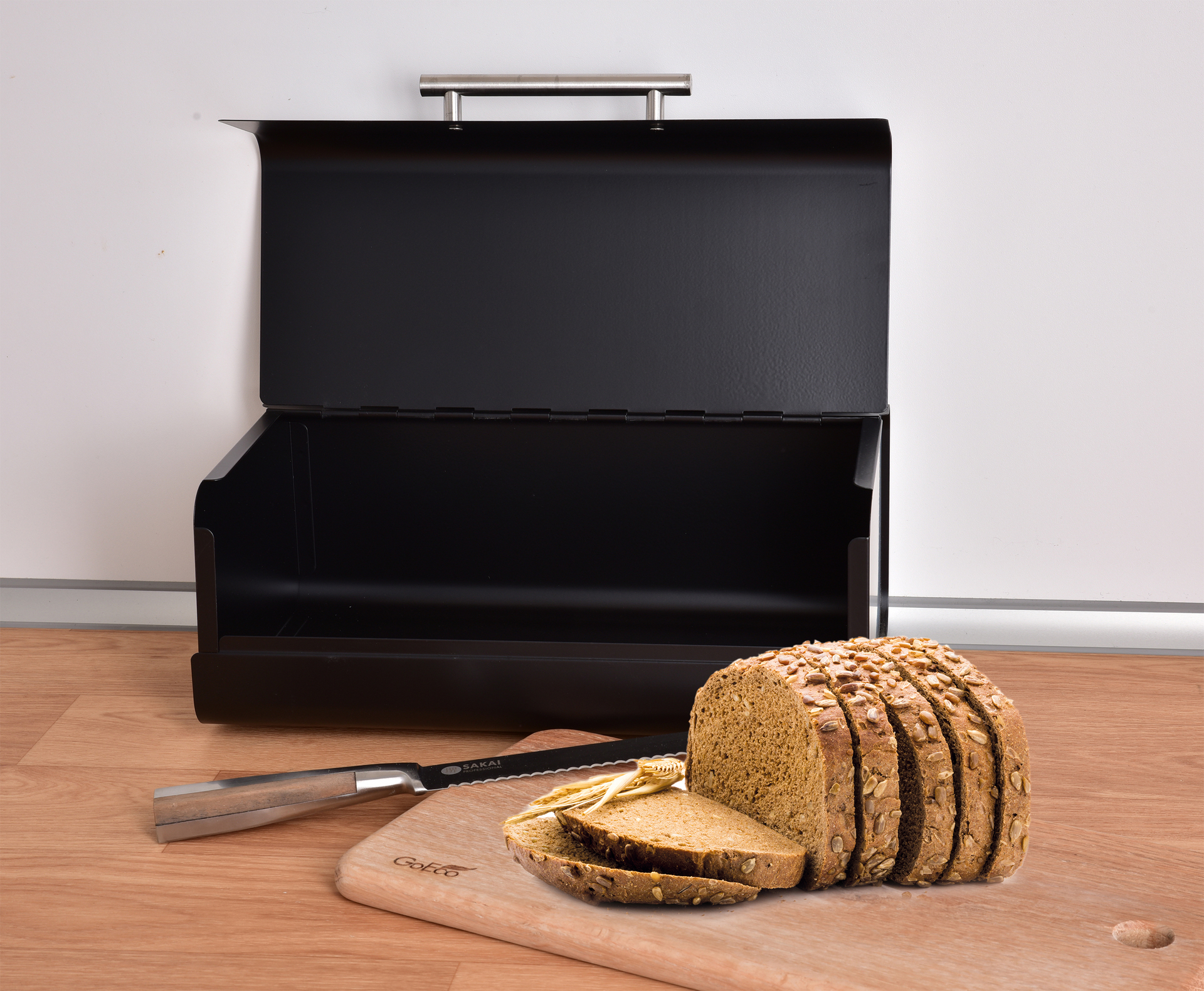 GOURMET kovový chlebník s otváracím vekom