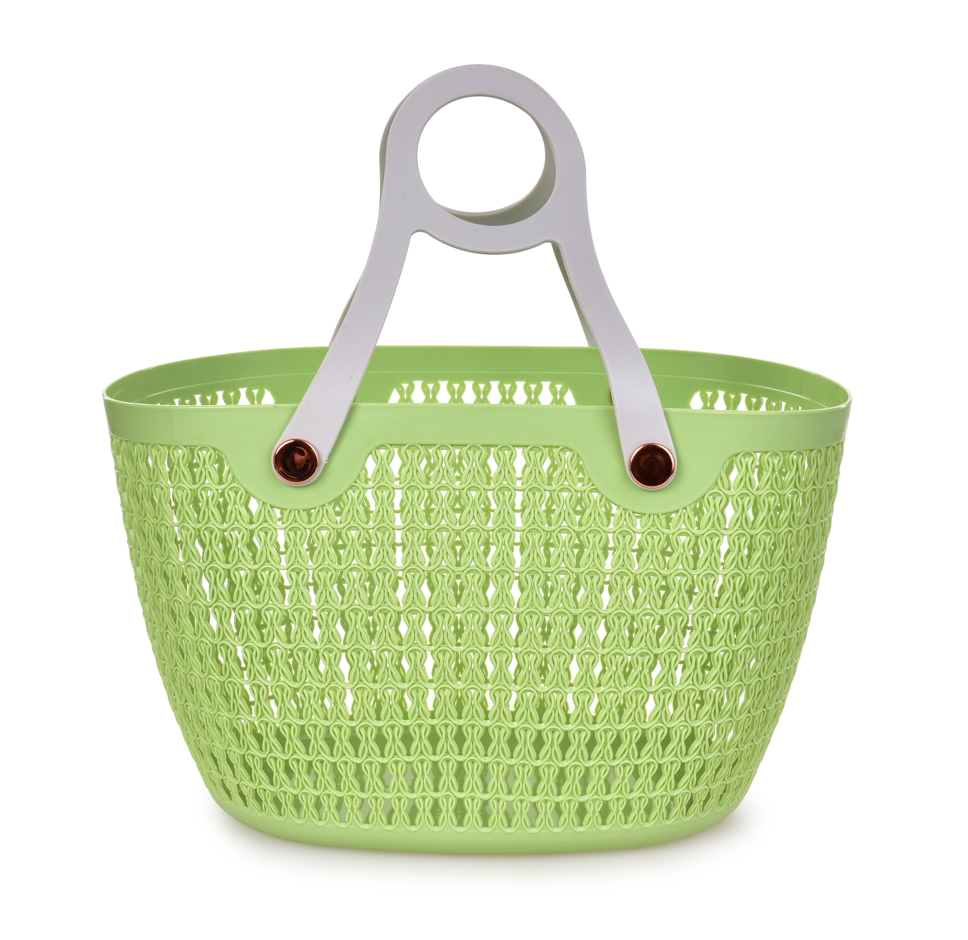 Duy stylowy koszyk plastikowy z silikonowymi odpinanymi uchwytami zielony