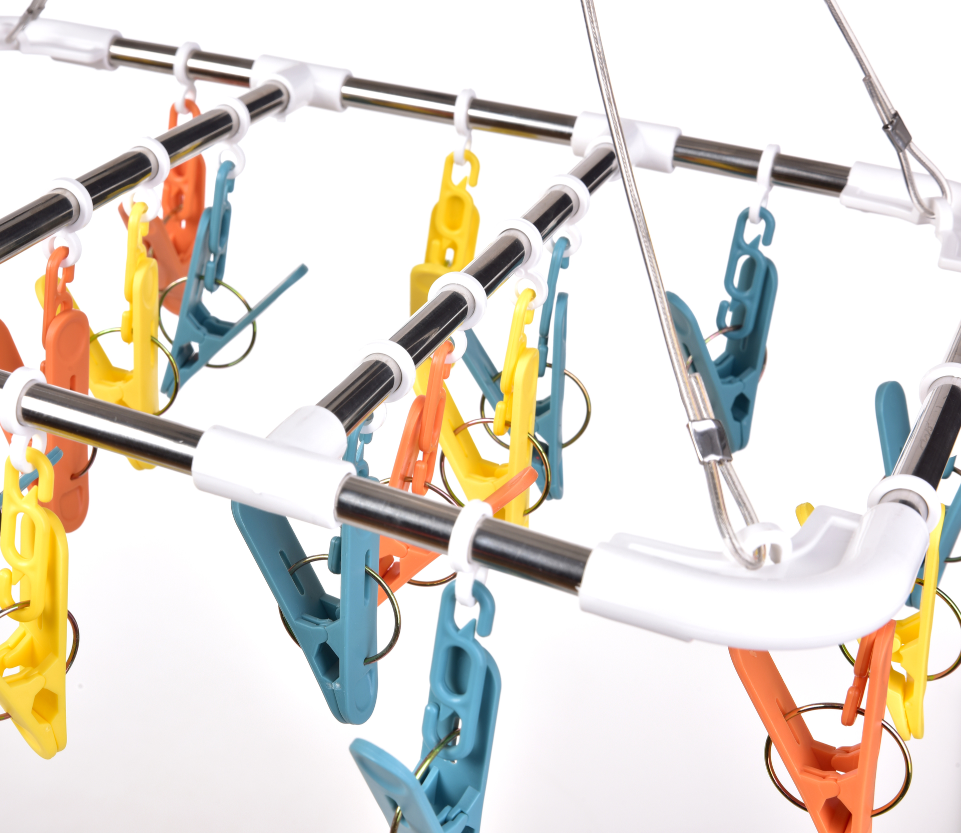 ŠTIPCOVNÍK otočný obdĺžnikový kolotoč s 20 farebnými štipcami na bielizeň