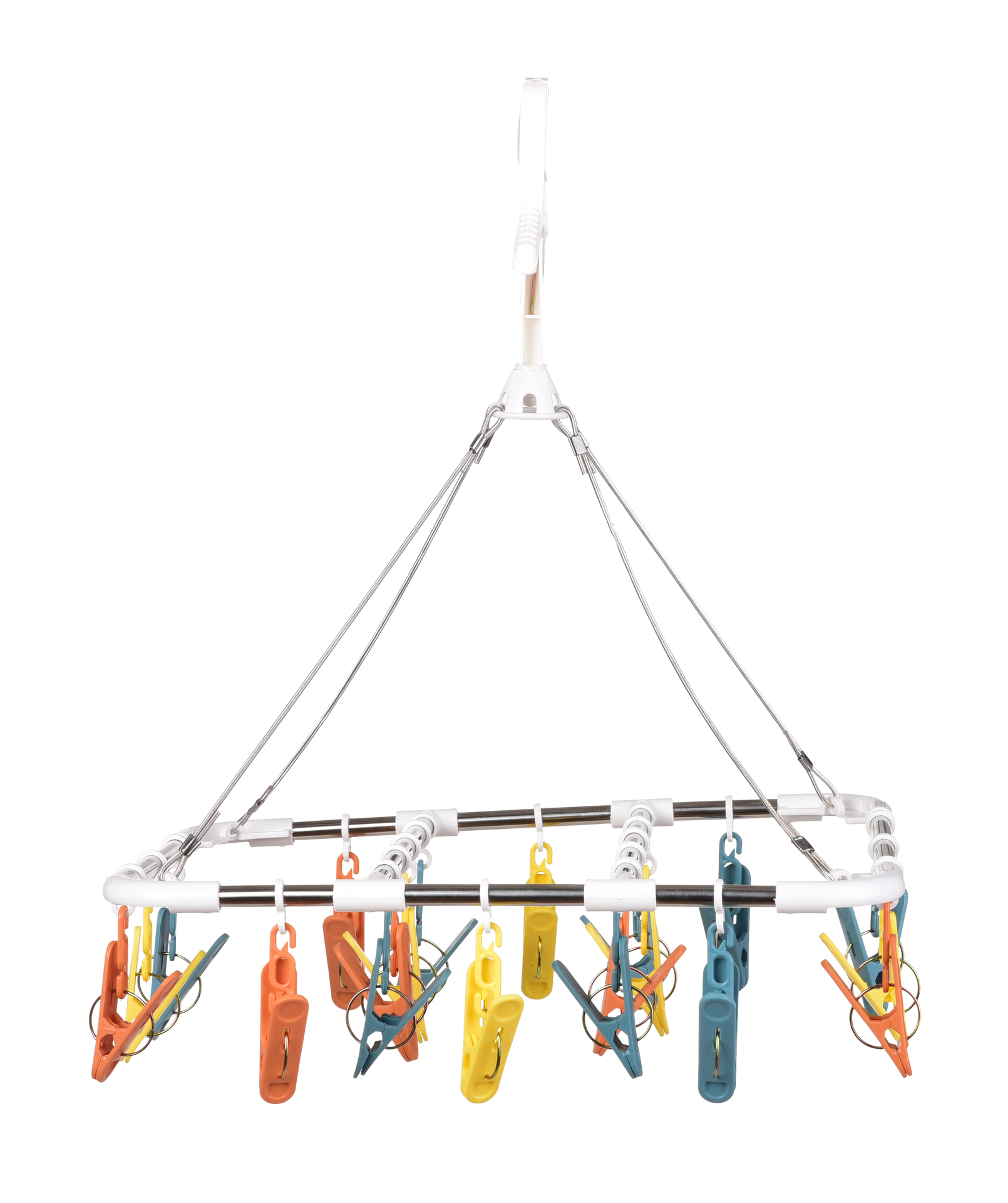 ŠTIPCOVNÍK otočný obdĺžnikový kolotoč s 20 farebnými štipcami na bielizeň