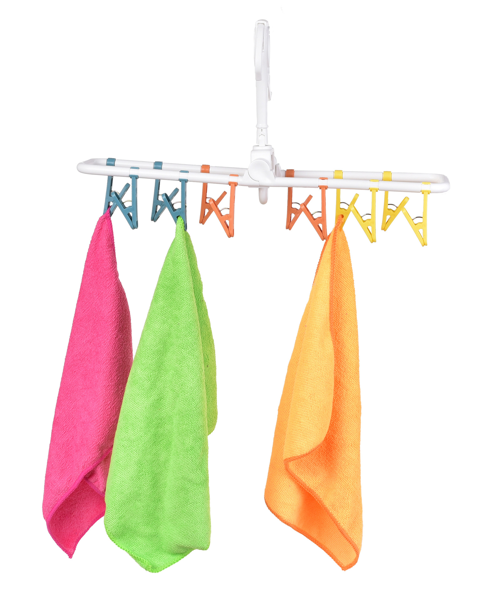 ŠTIPCOVNÍK skladací vešiak s 12 farebnými štipcami na bielizeň