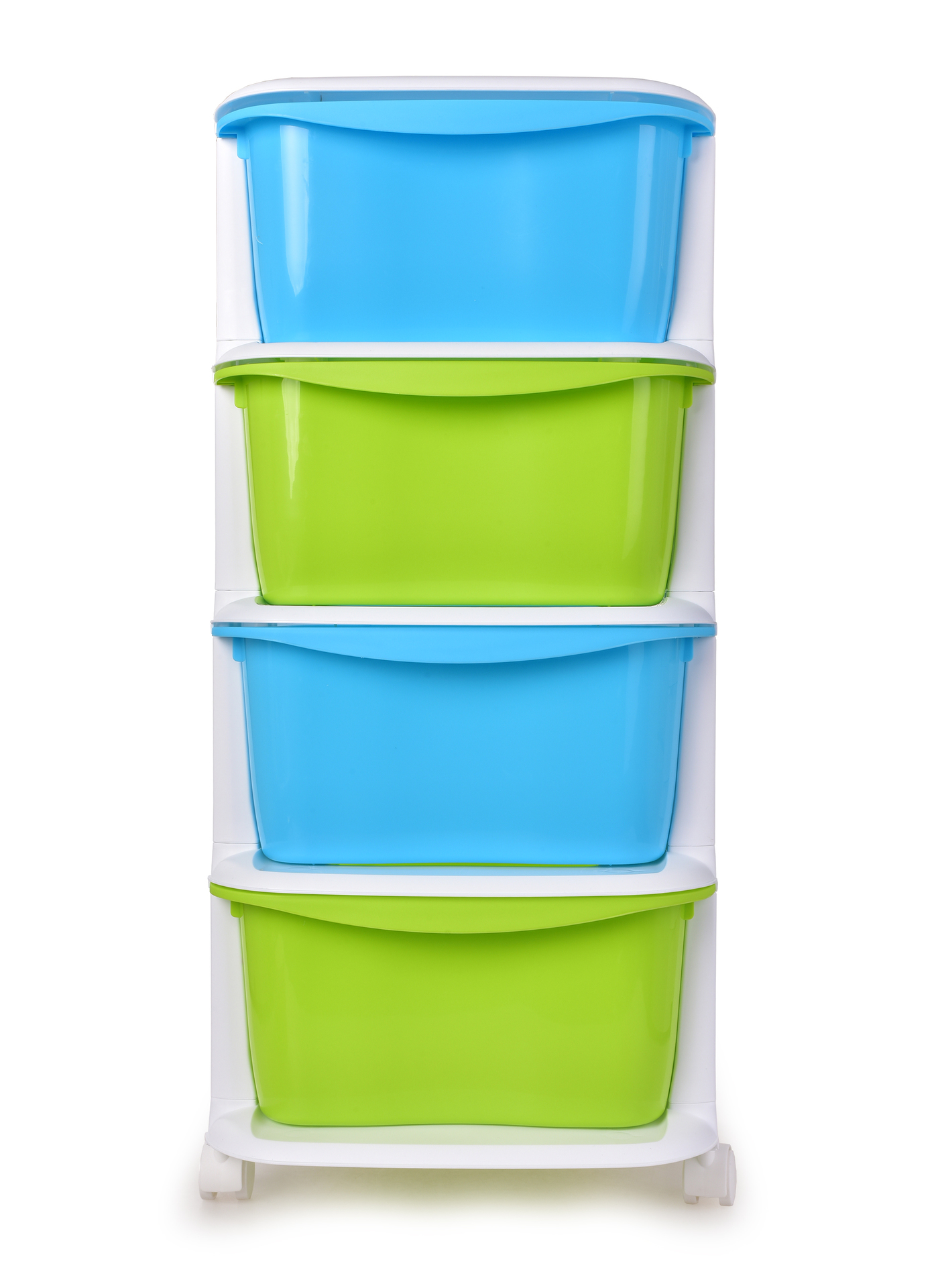 QUATRO 4 poschodový regál s výsuvnými boxmi a kolieskami