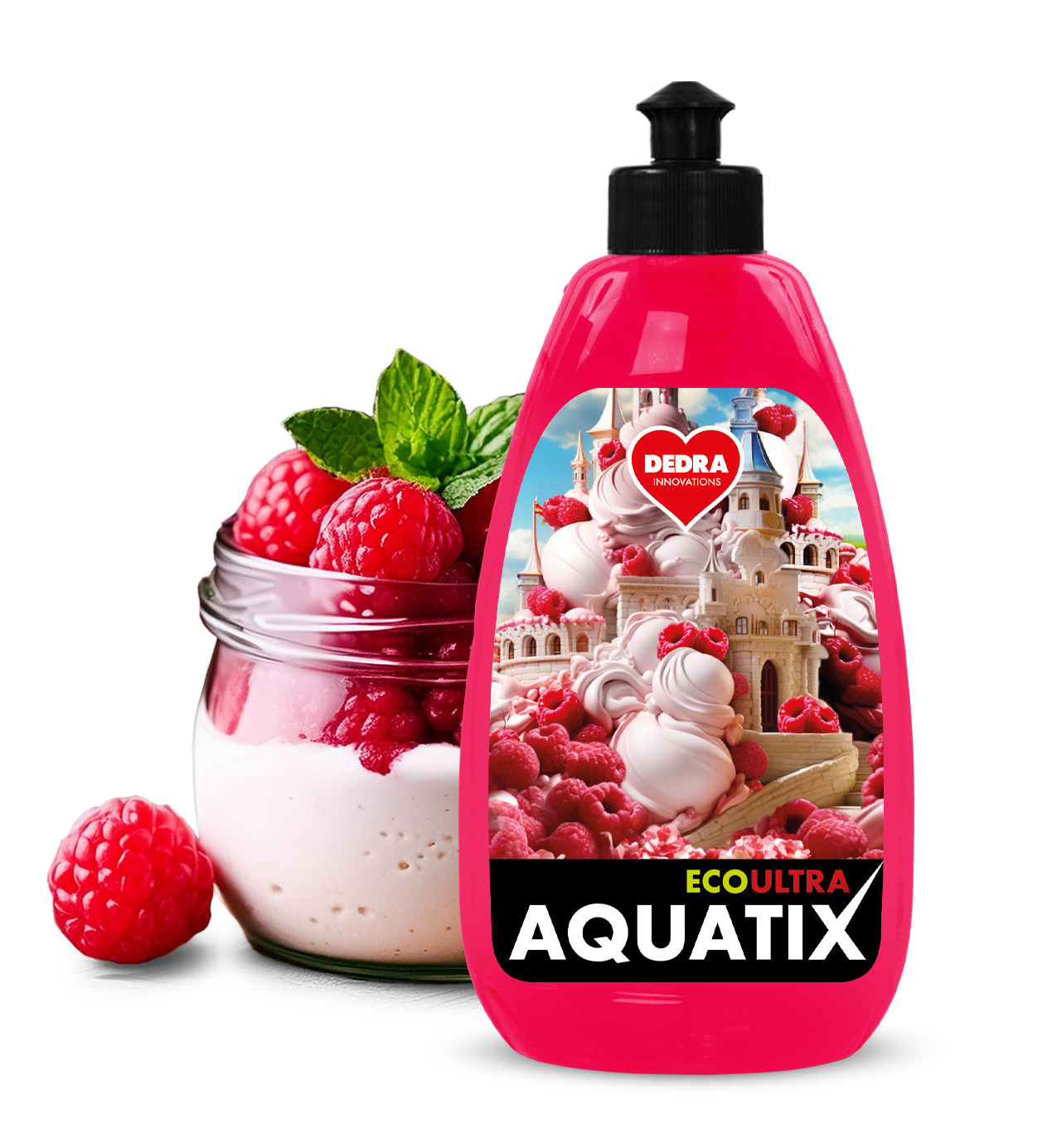 Levně AQUATIX | Rostlinný koncentrát na nádobí MALINY SE SMETANOU | 500 ml