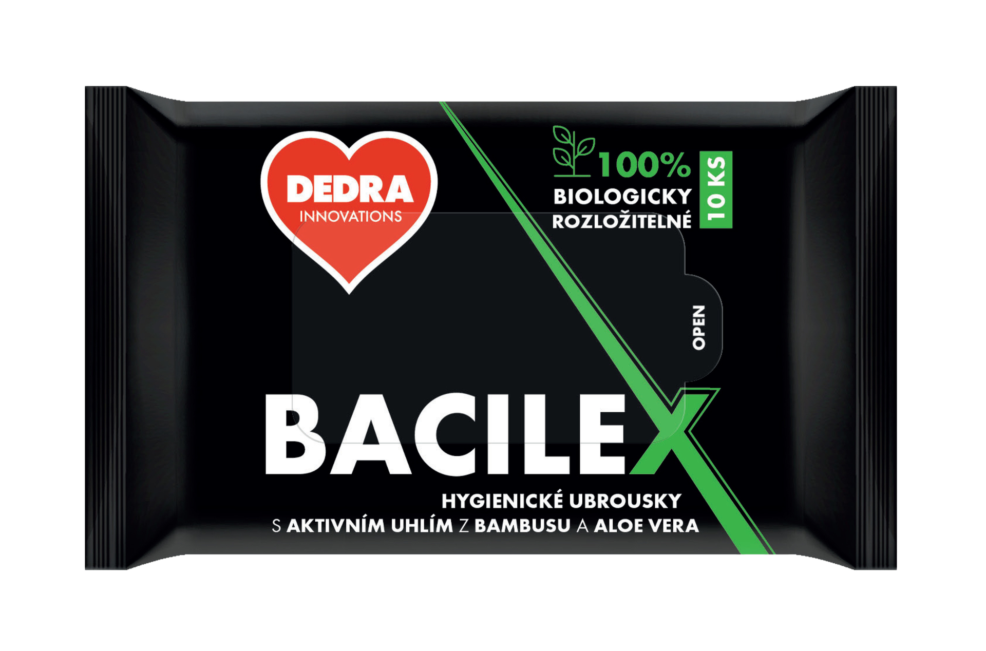 10 szt. nawilane chusteczki higieniczne BACILEX(R) z aktywnym wglem z bambusa oraz Aloe Vera