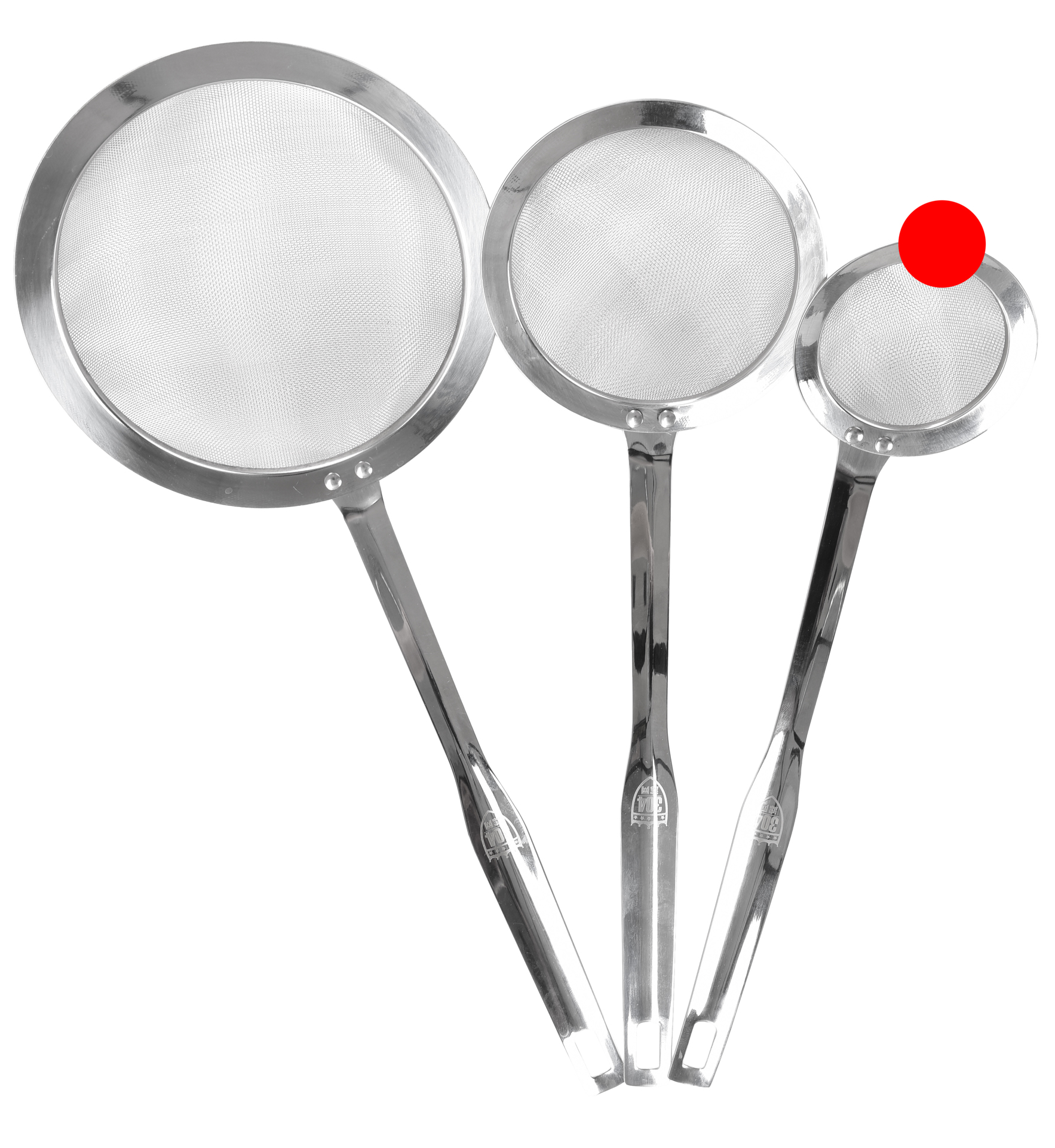 CHEF nerezové sitko/cedník s dlhou rukoväťou