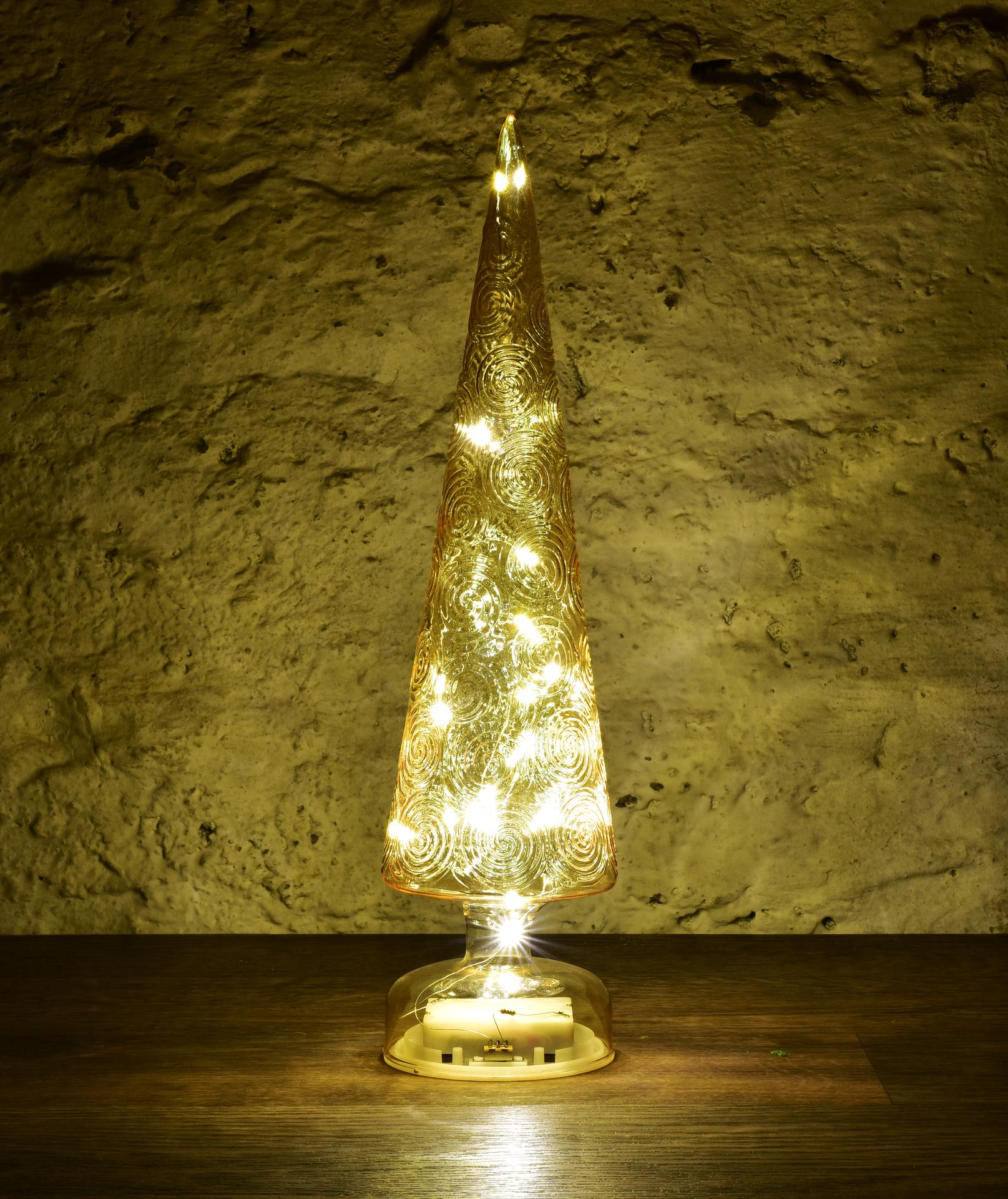 Levně AURELIA | 36 cm LED svítící stromeček | zlatý dekor