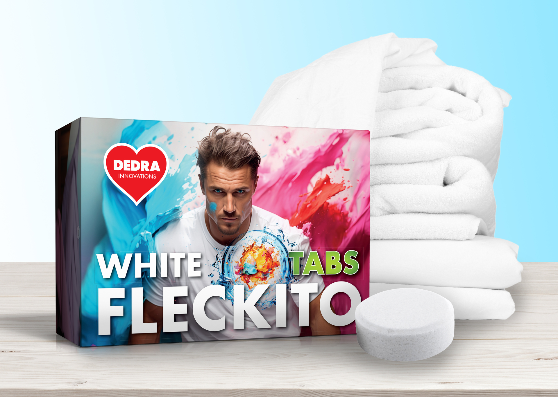 FLECKITO tablety na škvrny pre žiarivo bielu bielizeň