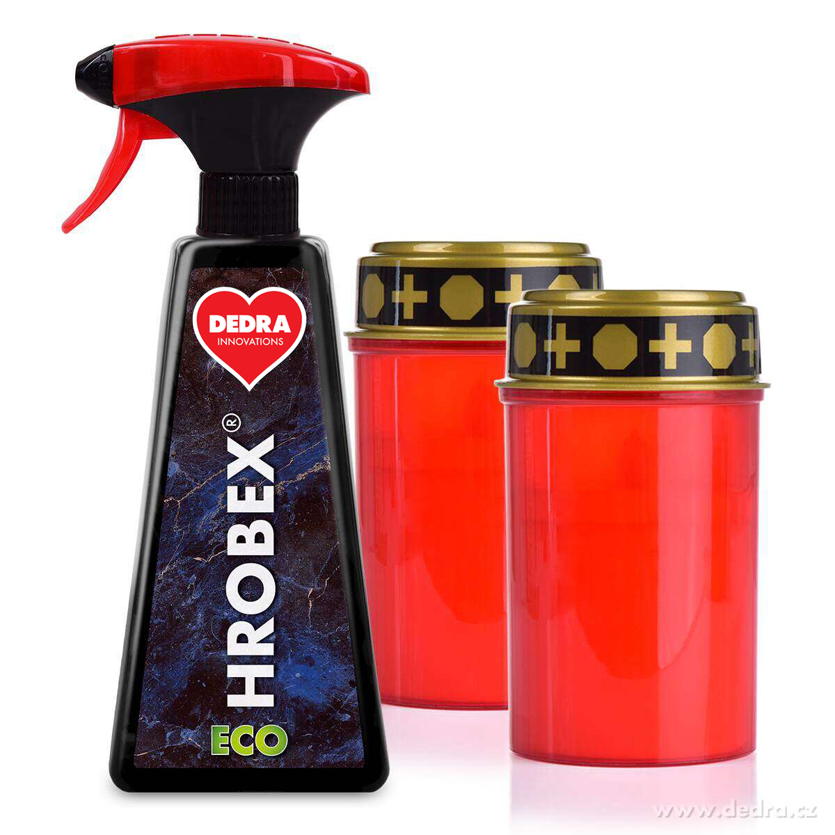 SADA  HROBEX | Čistič náhrobků a pietních míst  +  2× LED pietní svíce