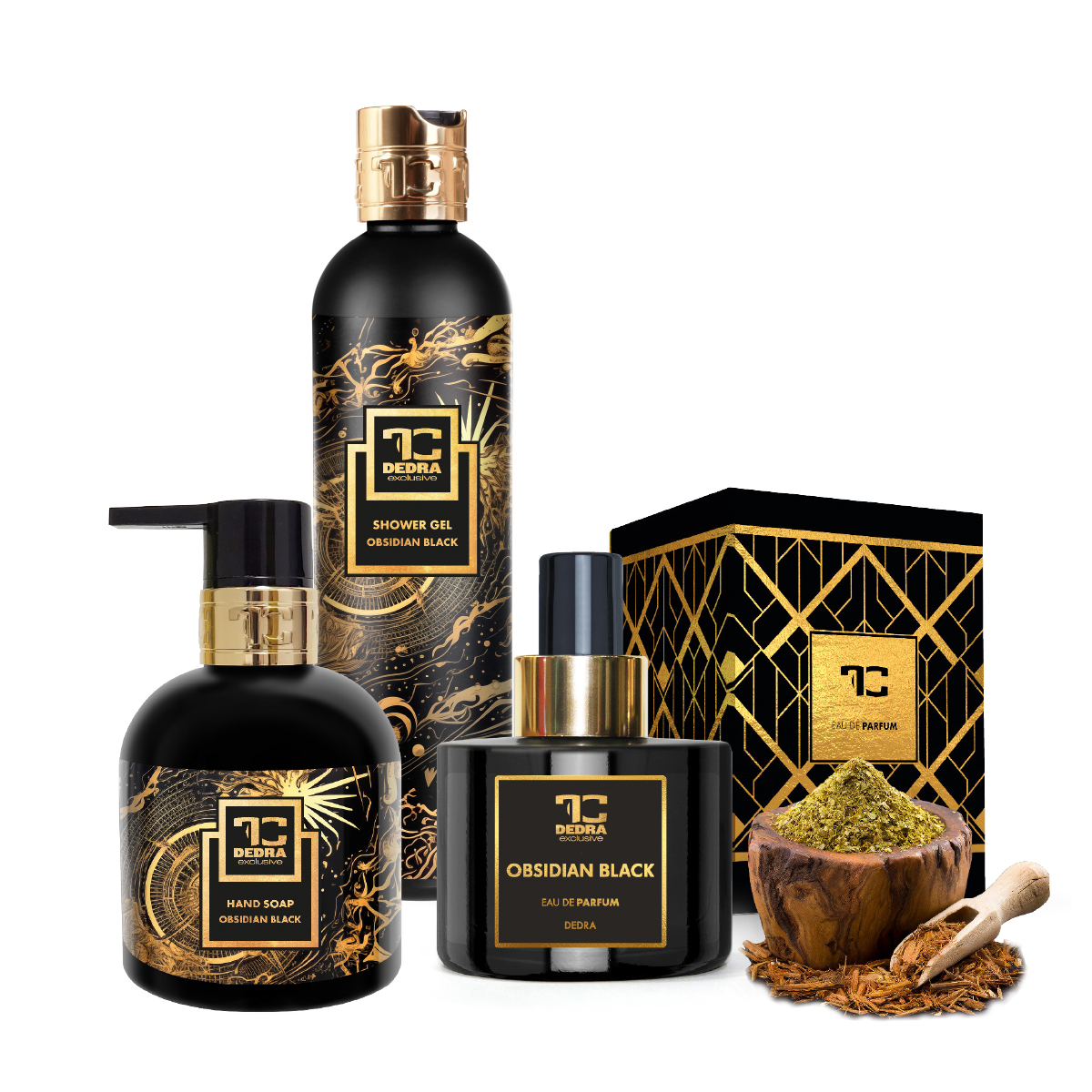 Levně OBSIDIAN BLACK | dárková sada EDP + tekuté mýdlo + sprchový gel | 1+2 ZDARMA