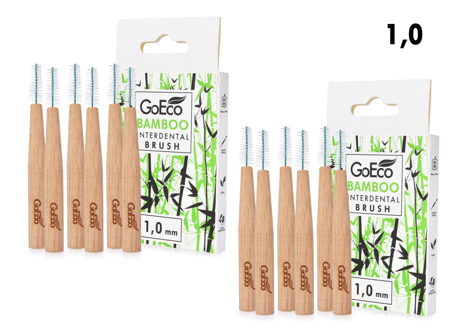 ZESTAW 1+1 | GoEco(R) BAMBOO | Szczoteczki midzyzbowe 1 mm | 12 szt. | Z bambusa | Ekologiczna higiena jamy ustnej