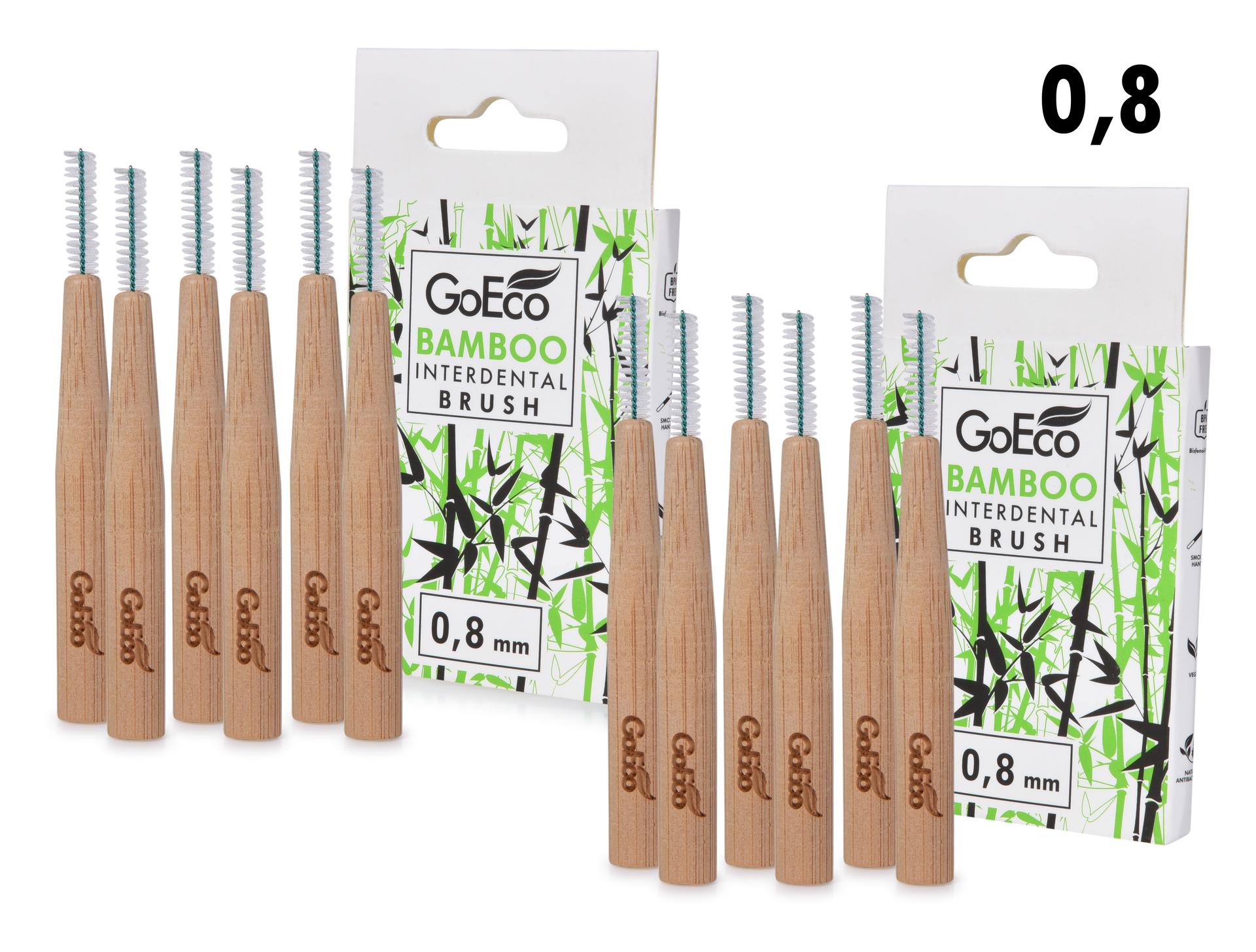 ZESTAW 1+1 | GoEco(R) BAMBOO | Szczoteczki midzyzbowe 0,8 mm | 12 szt. | Z bambusa | Ekologiczna higiena jamy ustnej