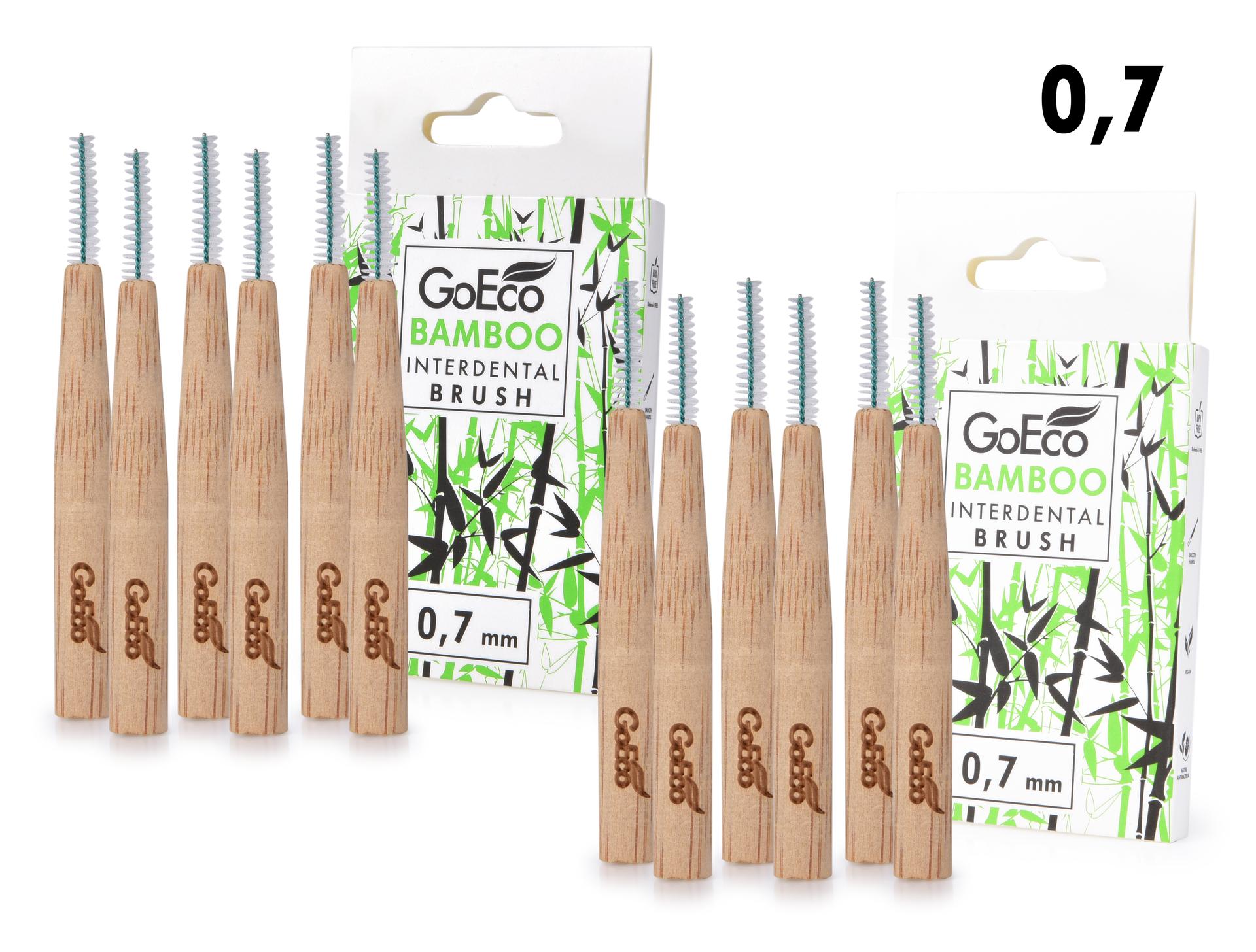 ZESTAW 1+1 | GoEco(R) BAMBOO | Szczoteczki midzyzbowe 0,7 mm | 12 szt. | Z bambusa | Ekologiczna higiena jamy ustnej