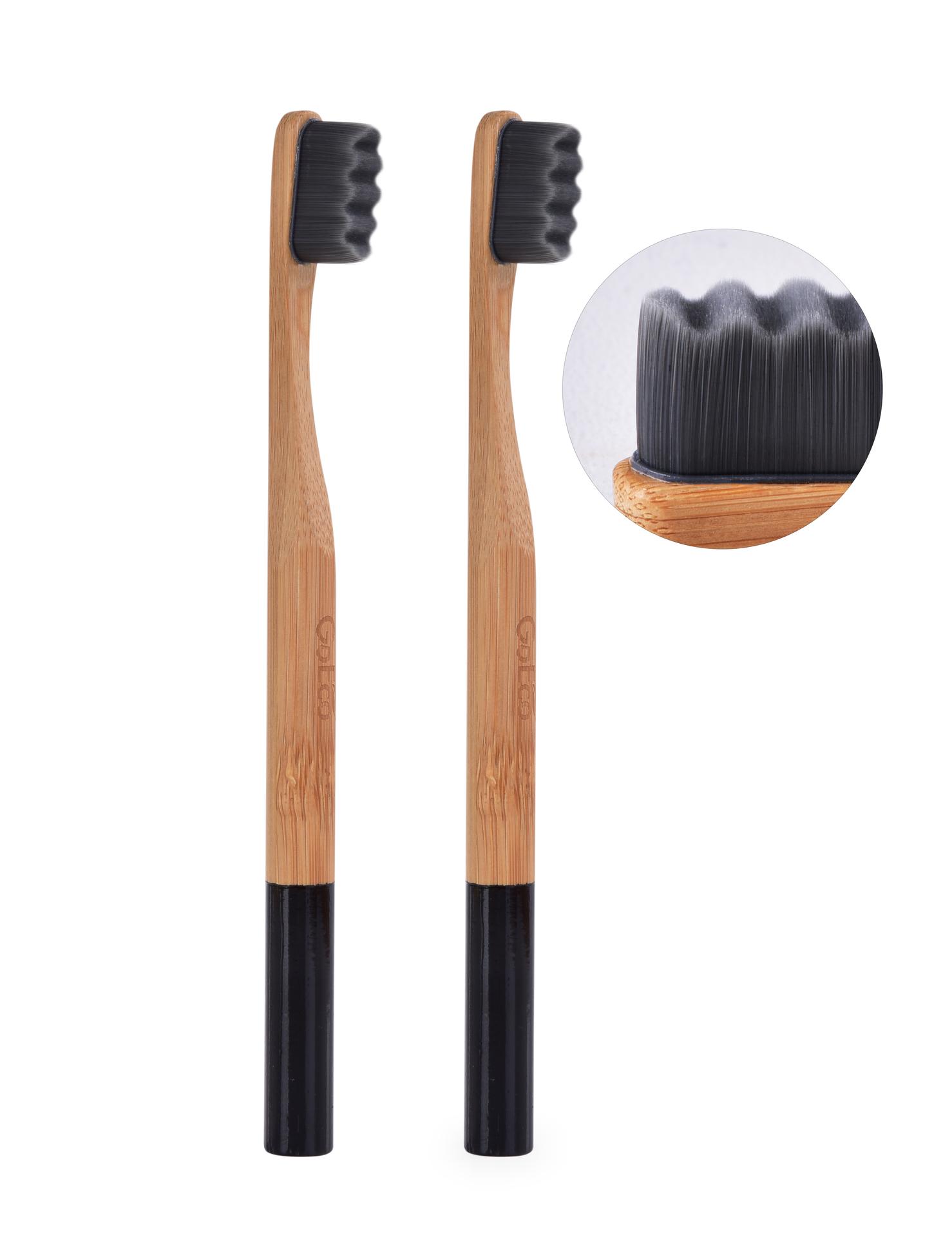 ZESTAW 1+1 | GoEco(R) BAMBOO | Szczoteczka do zbw 10 000 wkien | Ultra delikatne i gste wosie | czarna