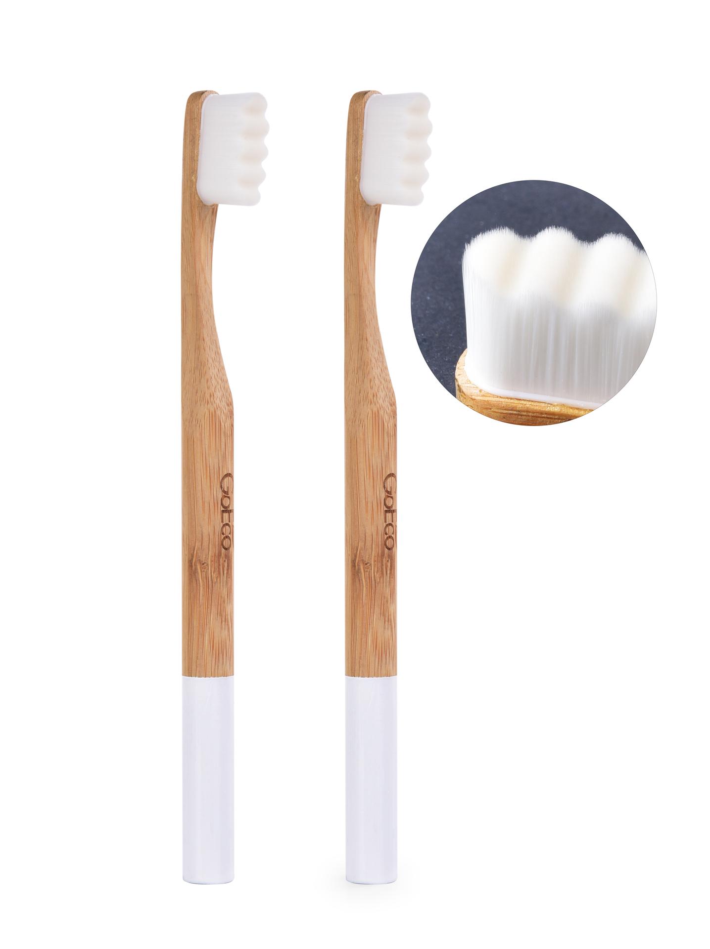 ZESTAW 1+1 | GoEco(R) BAMBOO | Szczoteczka do zbw 10 000 wkien | Ultra delikatne i gste wosie | biaa