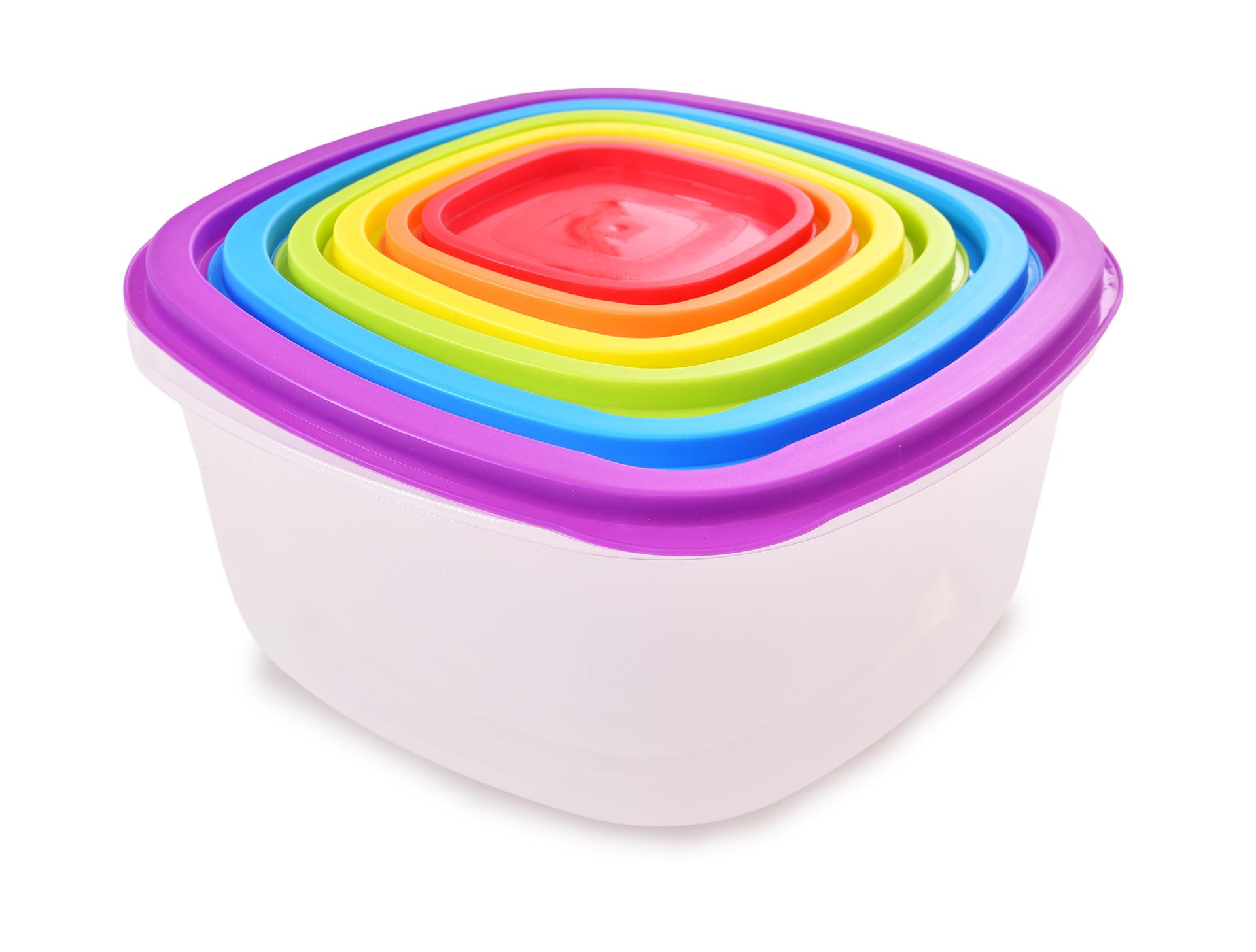 SZECIOKROTKA | Zestaw 6 pojemnikw do przechowywania ywnoci | z kolorowymi pokrywkami