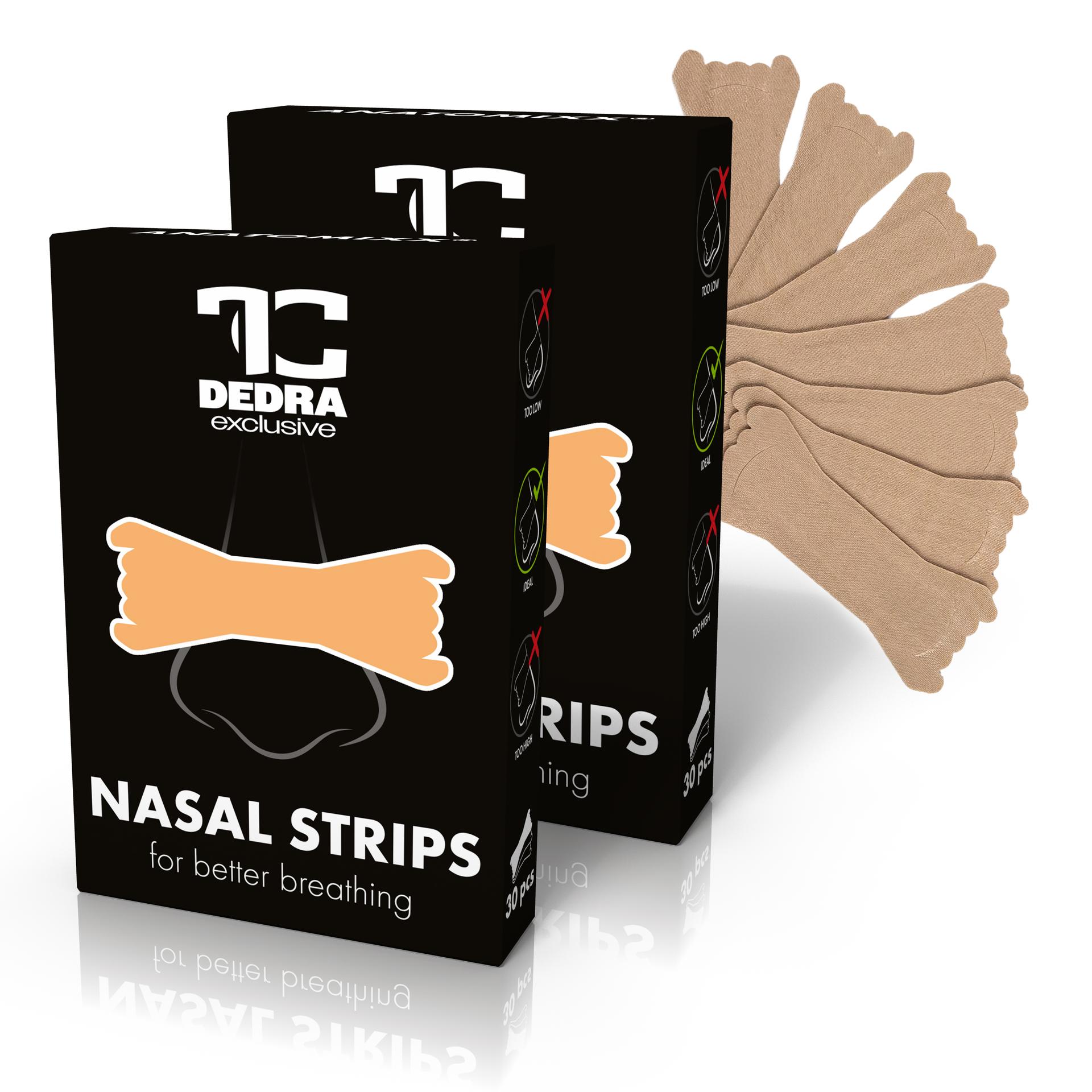 1+1 NASAL STRIPS | plastry na nos ułatwiające oddychanie | 30 szt. × 2 | beżowe