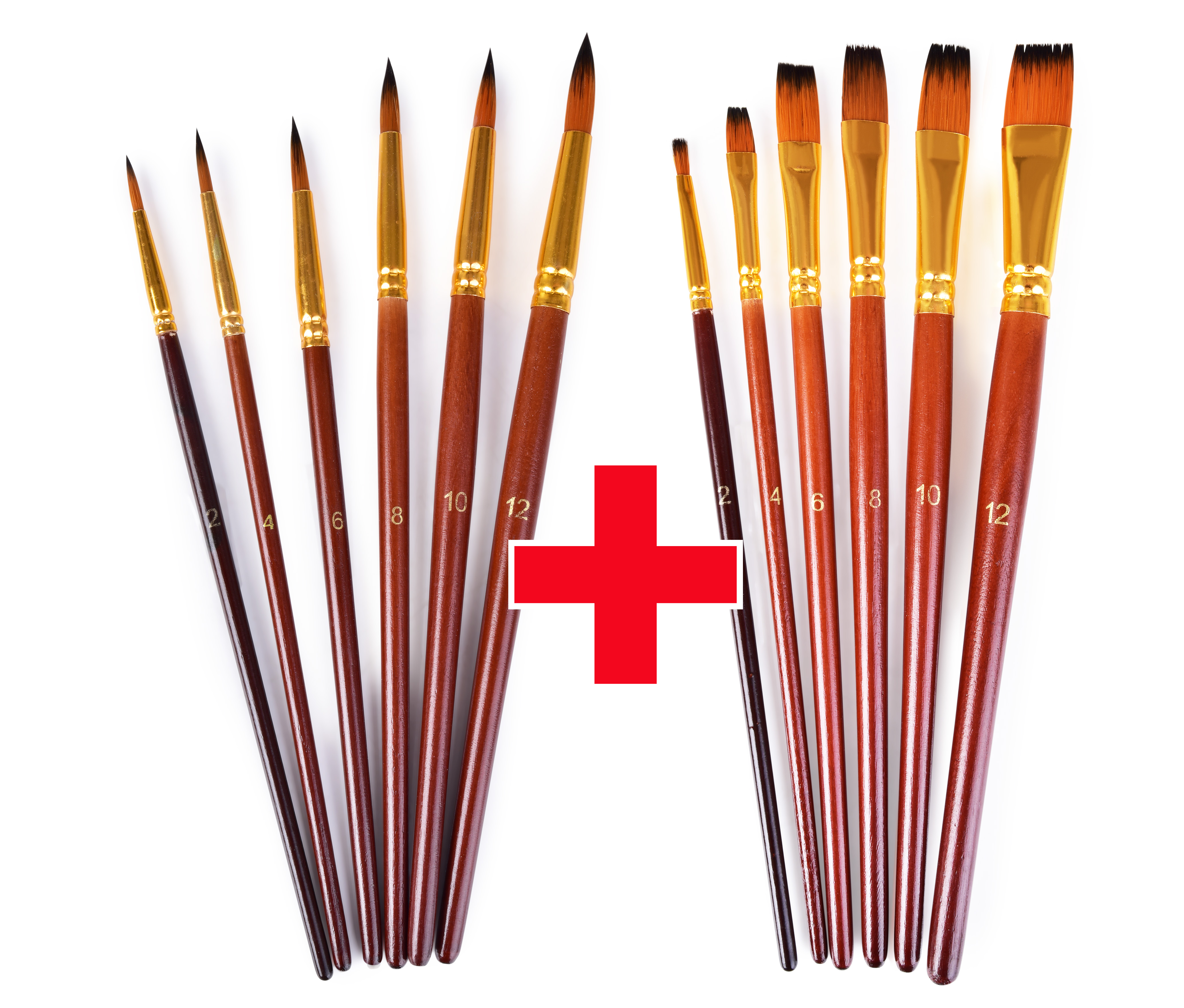 1+1 GRATIS | ART | Zestaw 6 OKR�G�YCH & zestaw 6 P�ASKICH p�dzli artystycznych | r�ne rozmiary