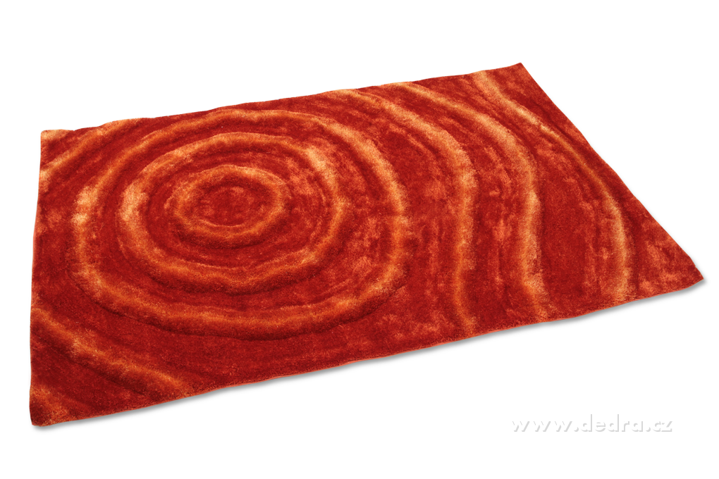 SHARON 3D koberec s dlouhým vlasem, oranžový, 140x200 cm