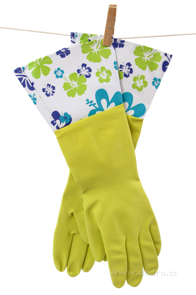DA7511-FLOWER dlhé upratovacie rukavice