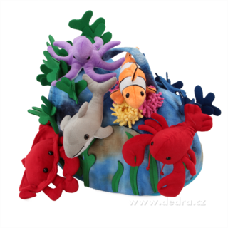 Levně OCEAN FRIENDS | plyšový korálový útes + 5 mořských zvířátek | 36 cm | se zipem & uchem