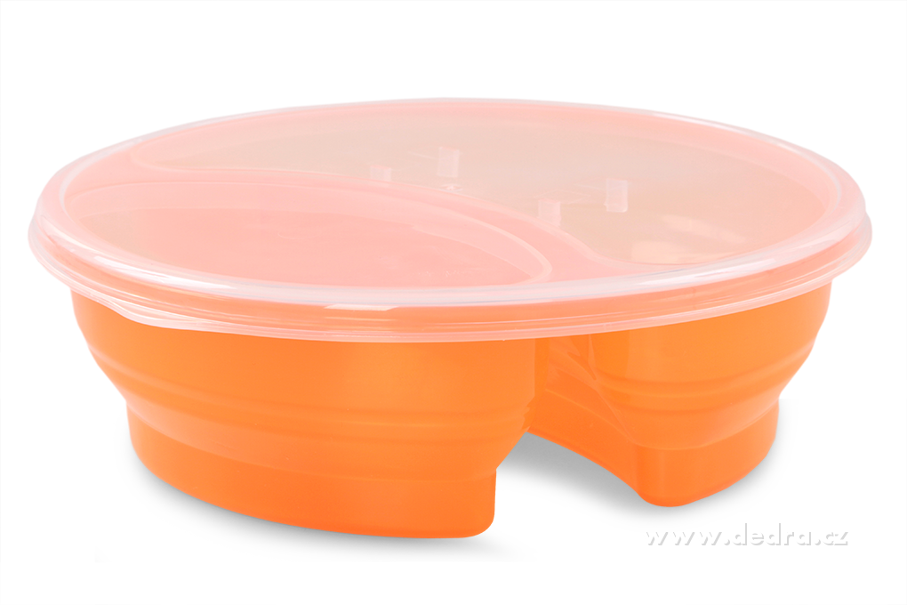 DA83573-Duobox 700ml + 300ml dóza na potraviny oranžový guľatý