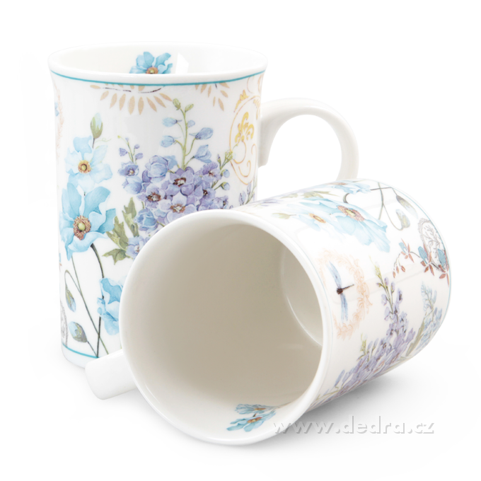 2 szt. Porcelanowy kubek, w ozdobnym pudełku BLUE FLOWERS