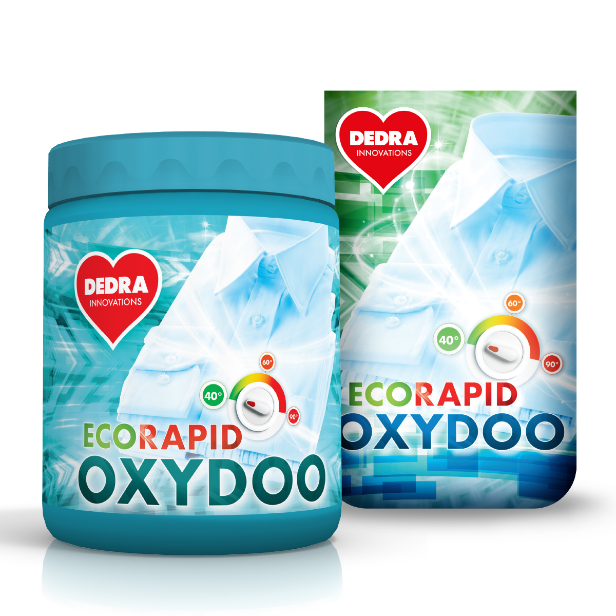 Levně SADA 1+1 | OXYDOO | Univerzální bělidlo & odstraňovač skvrn | ECORAPID | 1 kg + 700g + DÓZA ZDARMA