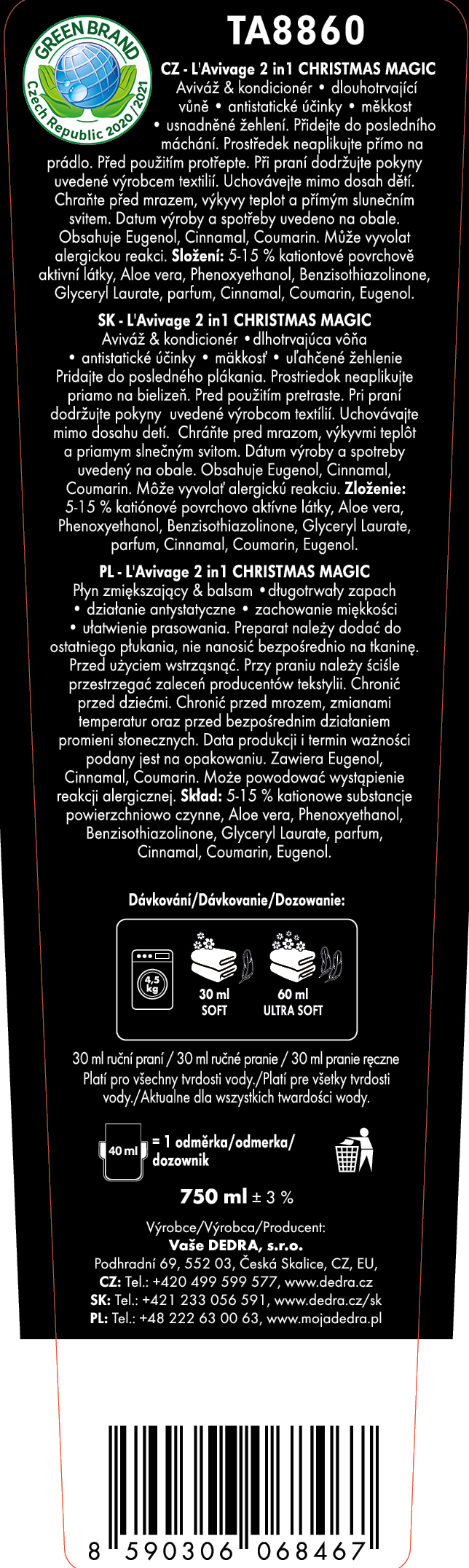 Dedra Rostlinná aviváž christmas magic 750 ml
